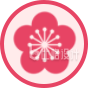 圆圈白底单朵桃花