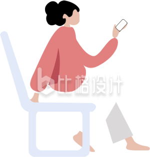 手绘座椅上看手机的女生
