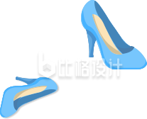 手绘蓝色高跟鞋