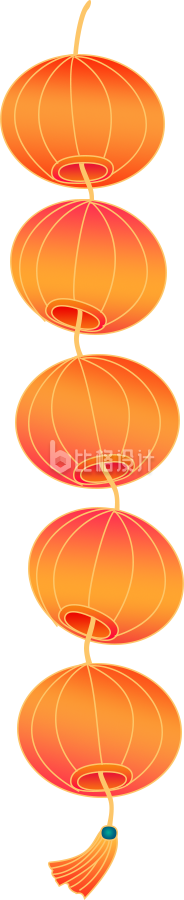 国潮风插画灯笼串