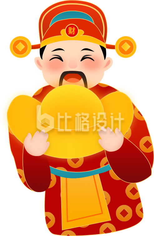 国潮风插画财神爷