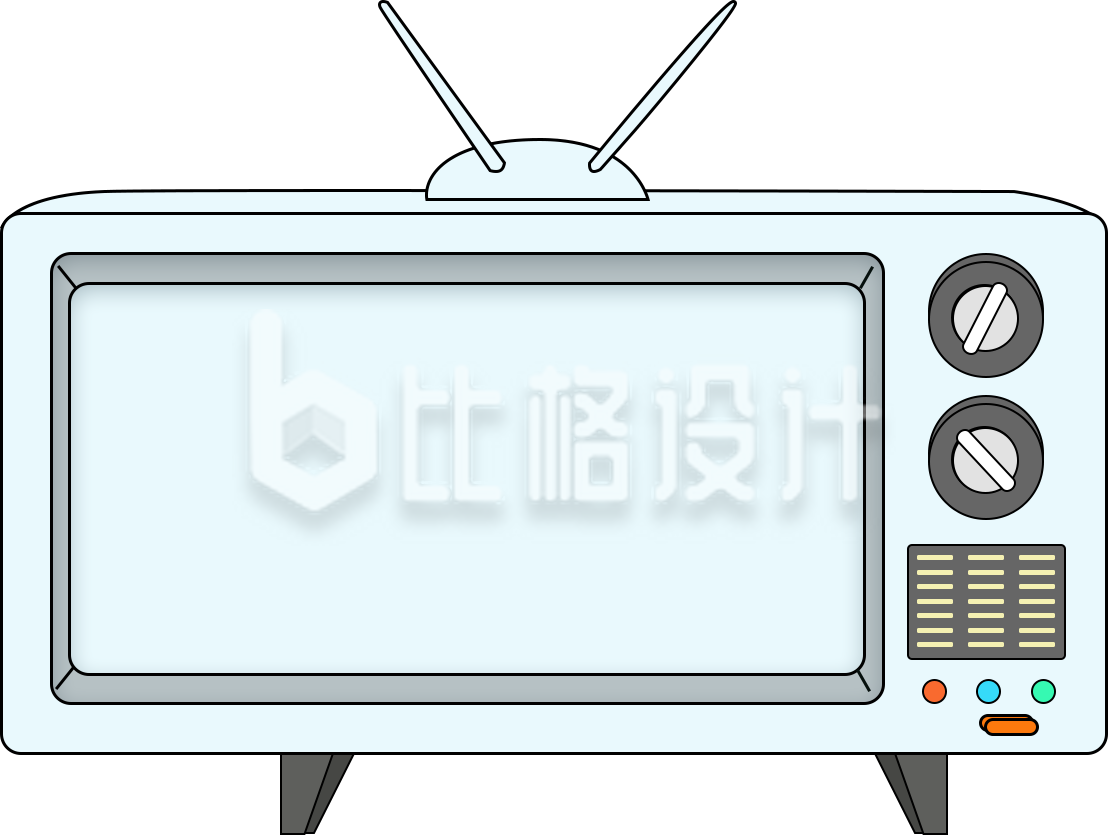 手绘简约收音机