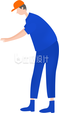 手绘弯腰男生