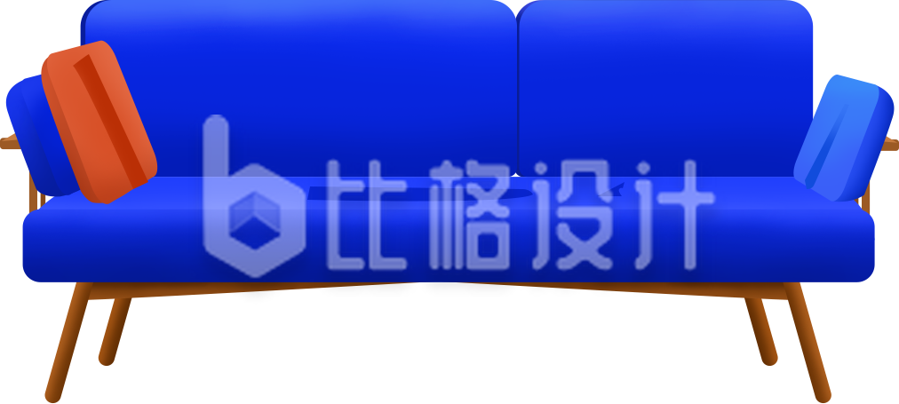 手绘蓝色沙发