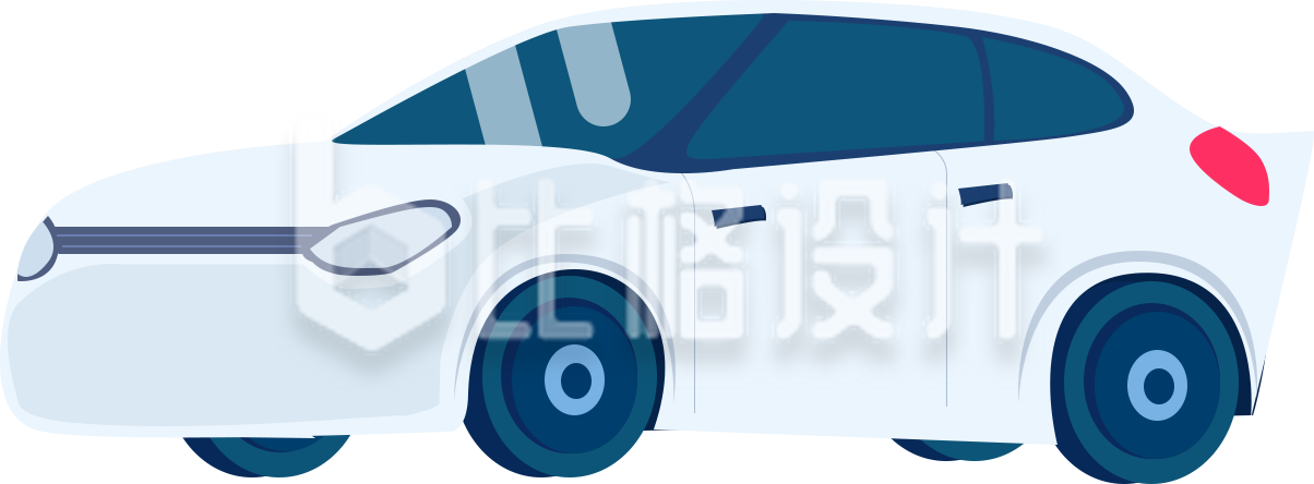 手绘白色轿车