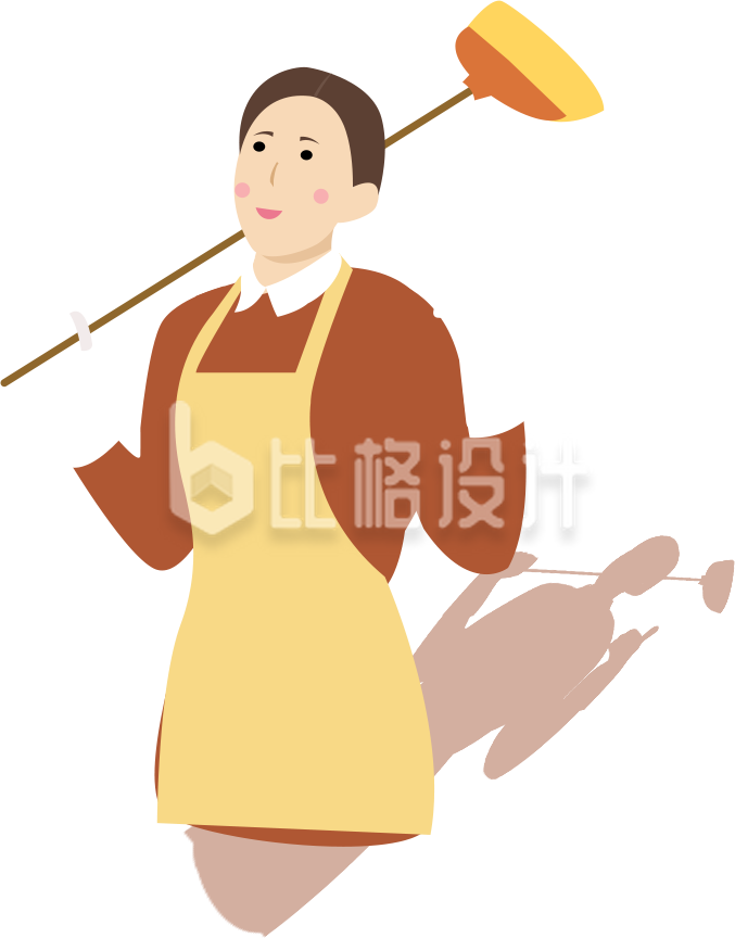 手绘扁平保洁阿姨