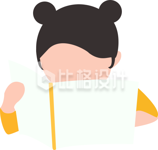 手绘看书的小女孩