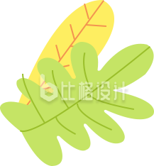 卡通手绘黄绿叶子