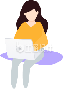 看电脑的女生