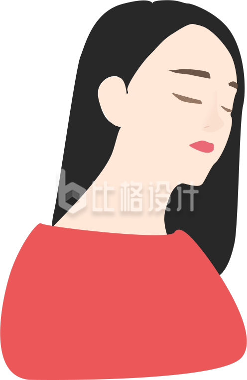 扁平风半身侧脸女生