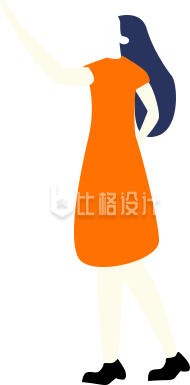 扁平风橙色衣服女生
