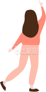 扁平风女生背影