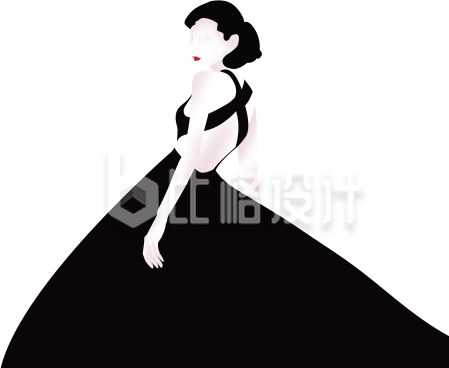 手绘剪影礼服女王