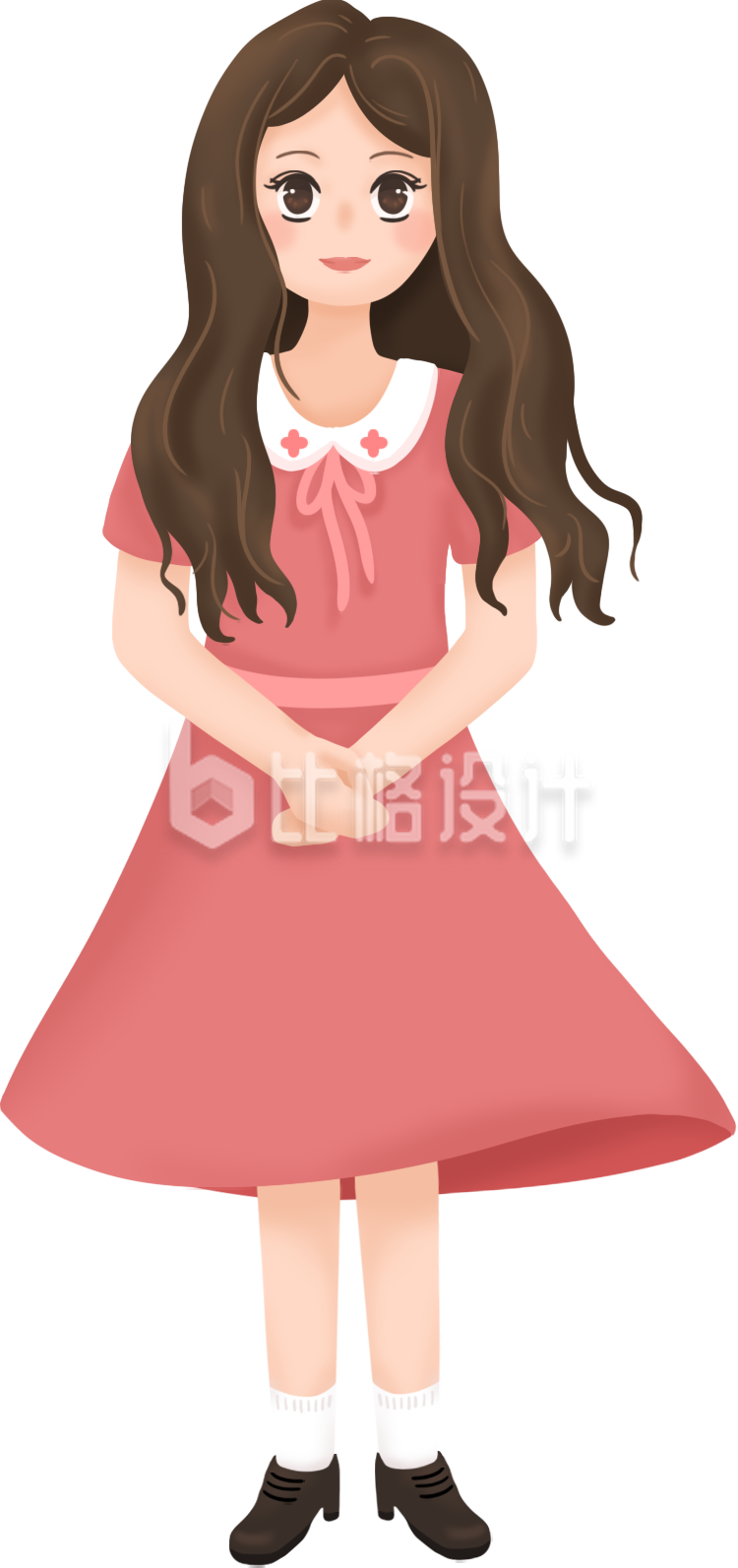 手绘长发少女