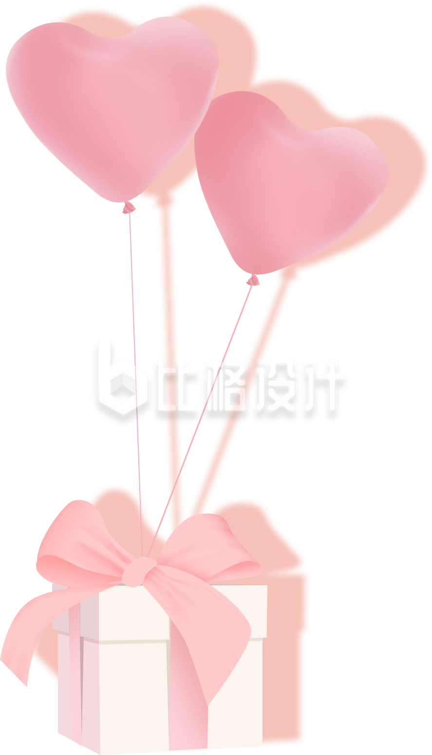 粉色爱心气球礼盒