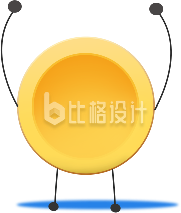 手绘可爱金币拟人