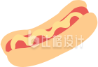 手绘热狗面包