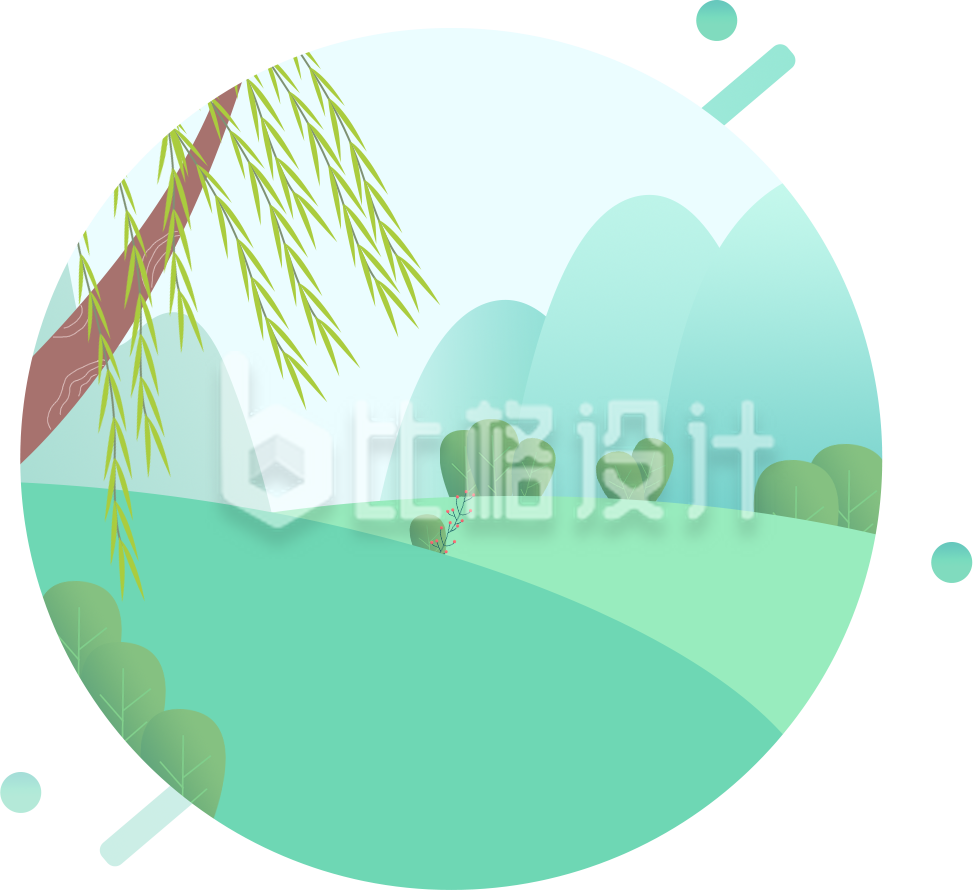 圆形春天场景插画