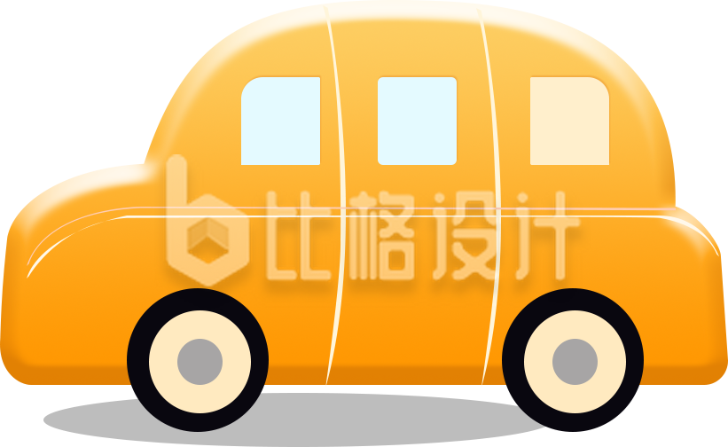 手绘黄色小汽车