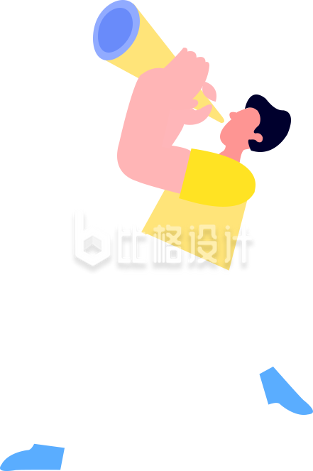 扁平插画举着喇叭的男生