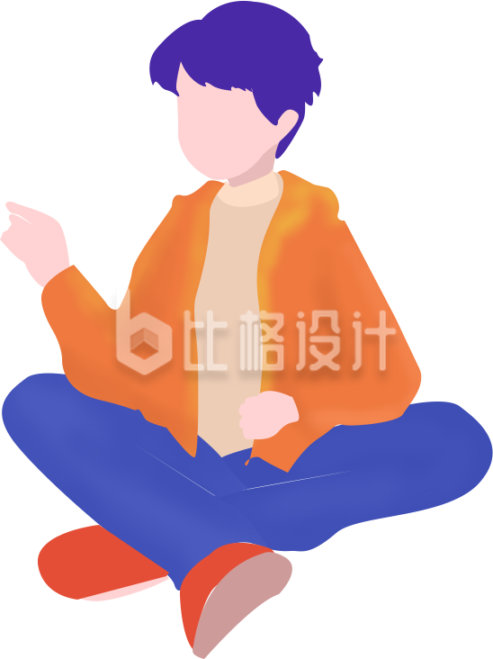 扁平插画坐着的男孩