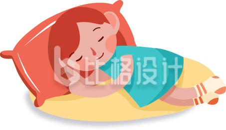 卡通手绘可爱睡觉女孩