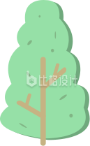 手绘绿树