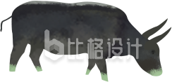 水墨风手绘牛