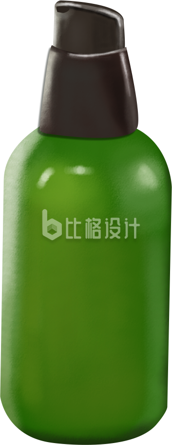 手绘绿色护肤品包装瓶