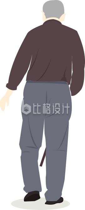 手绘老人背影
