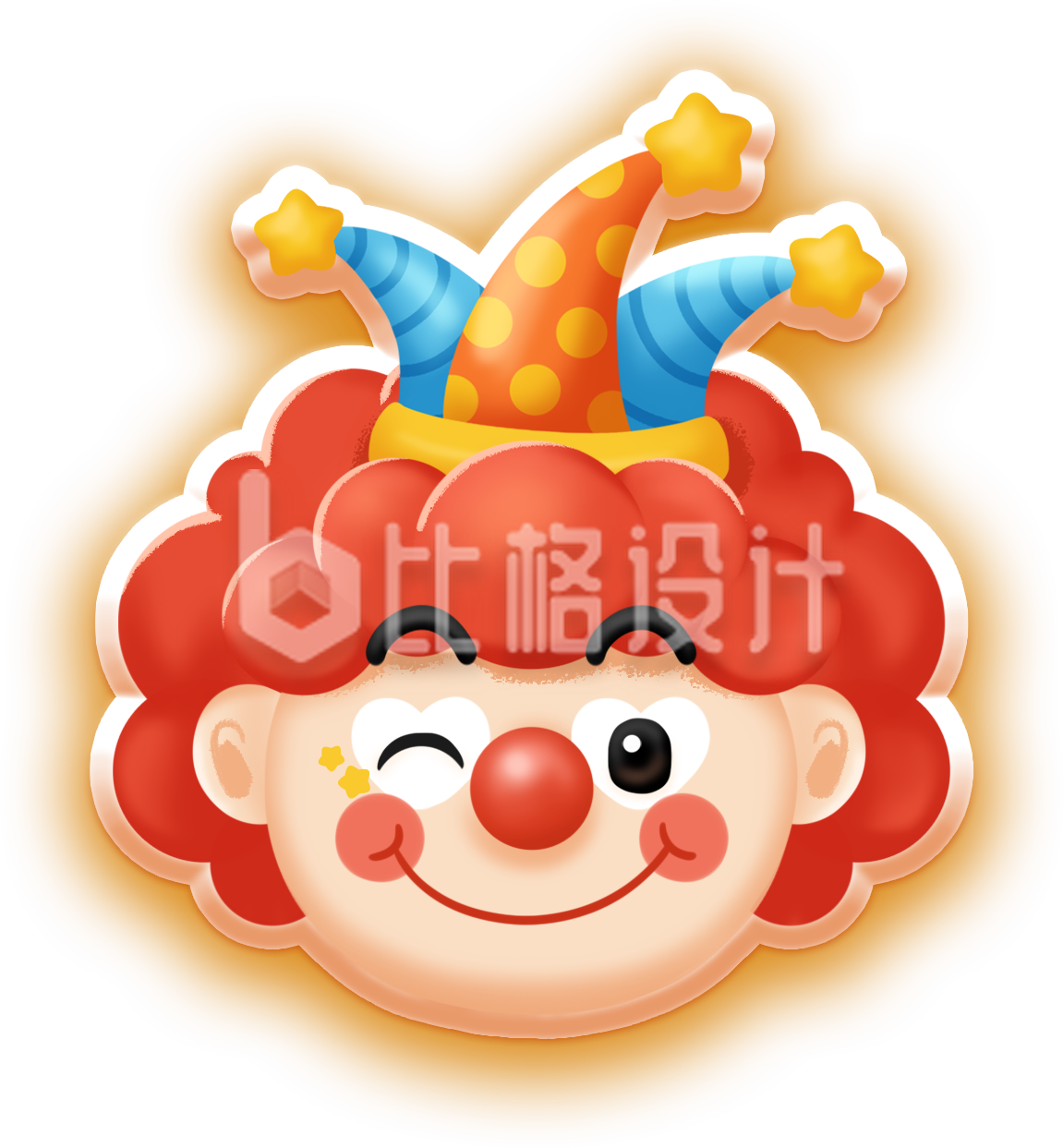 手绘可爱立体小丑