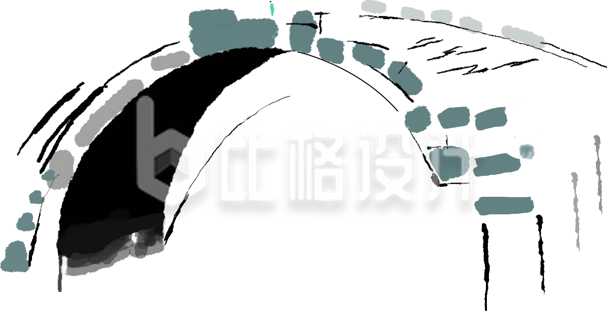 水墨风插画桥