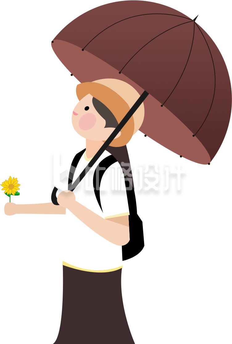 撑伞的小女孩
