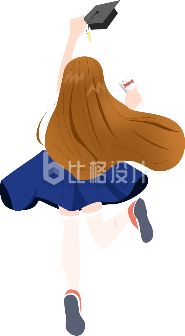 蹦起来的女孩儿背影