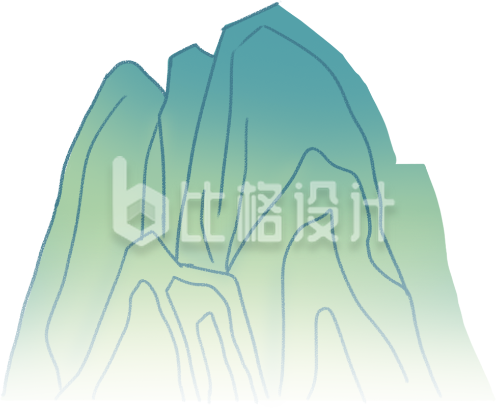 手绘中国风山