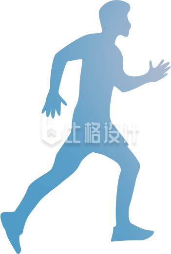 蓝色渐变跑步人物