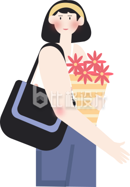 抱花的女孩