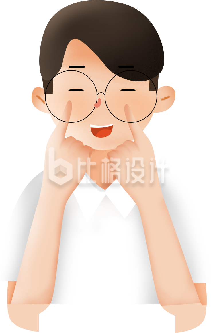 手绘做眼保健操的男孩