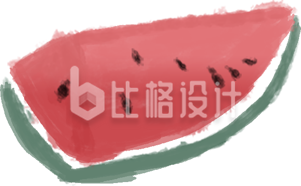 甜美西瓜切片手绘插画，夏日清新水果来袭