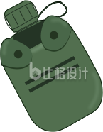 手绘绿色军用水壶