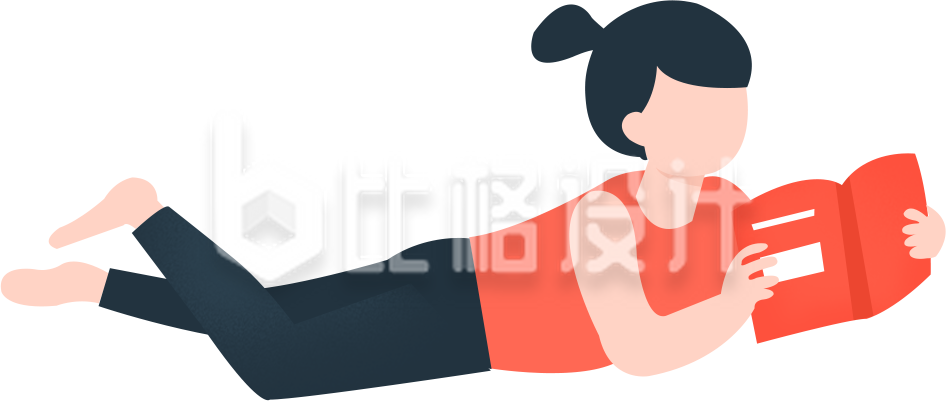 趴着看书的小女孩