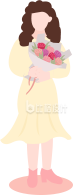 抱花的女孩