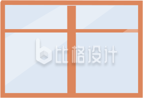 简约橙色窗框窗户设计图