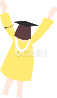 戴学士帽人物背影