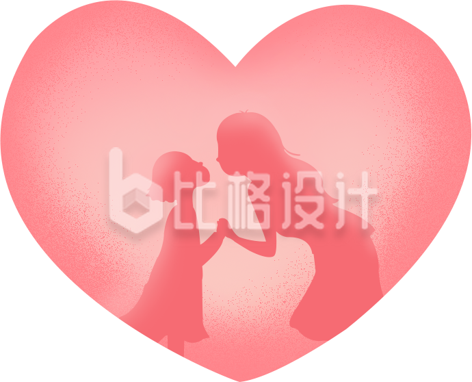 爱心母亲与女孩剪影