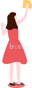 打扫卫生的少女