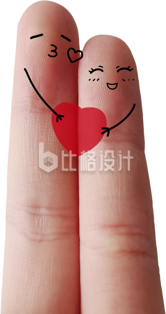 可爱手指画传递爱意，浪漫情人节必备素材