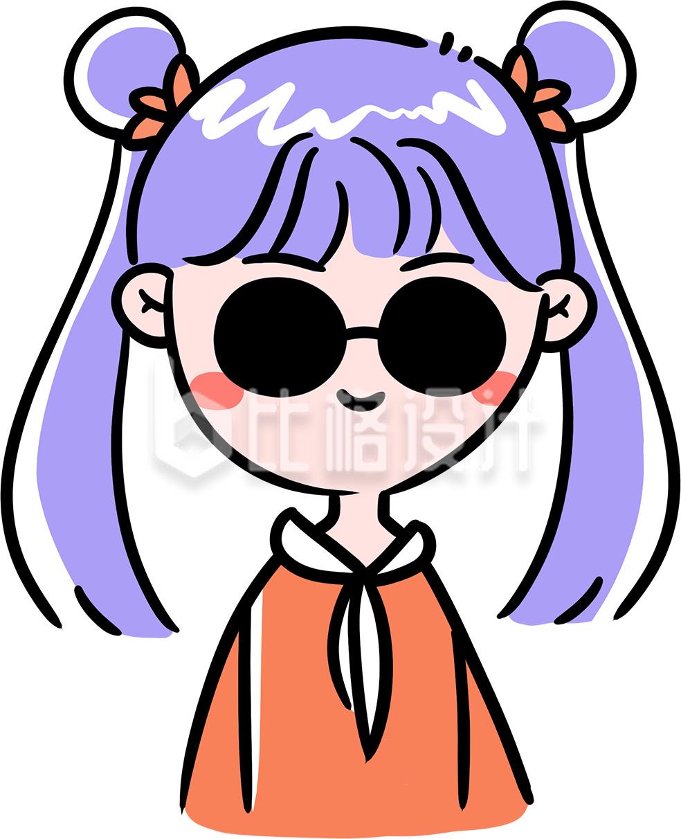 卡通手绘戴墨镜的少女
