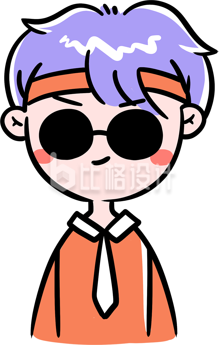 卡通手绘戴墨镜的少年