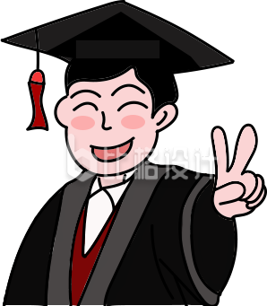手绘学士服学生